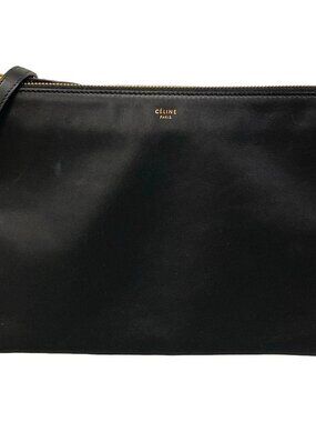CELINE Trio Large Black Leather Shoulder Bag